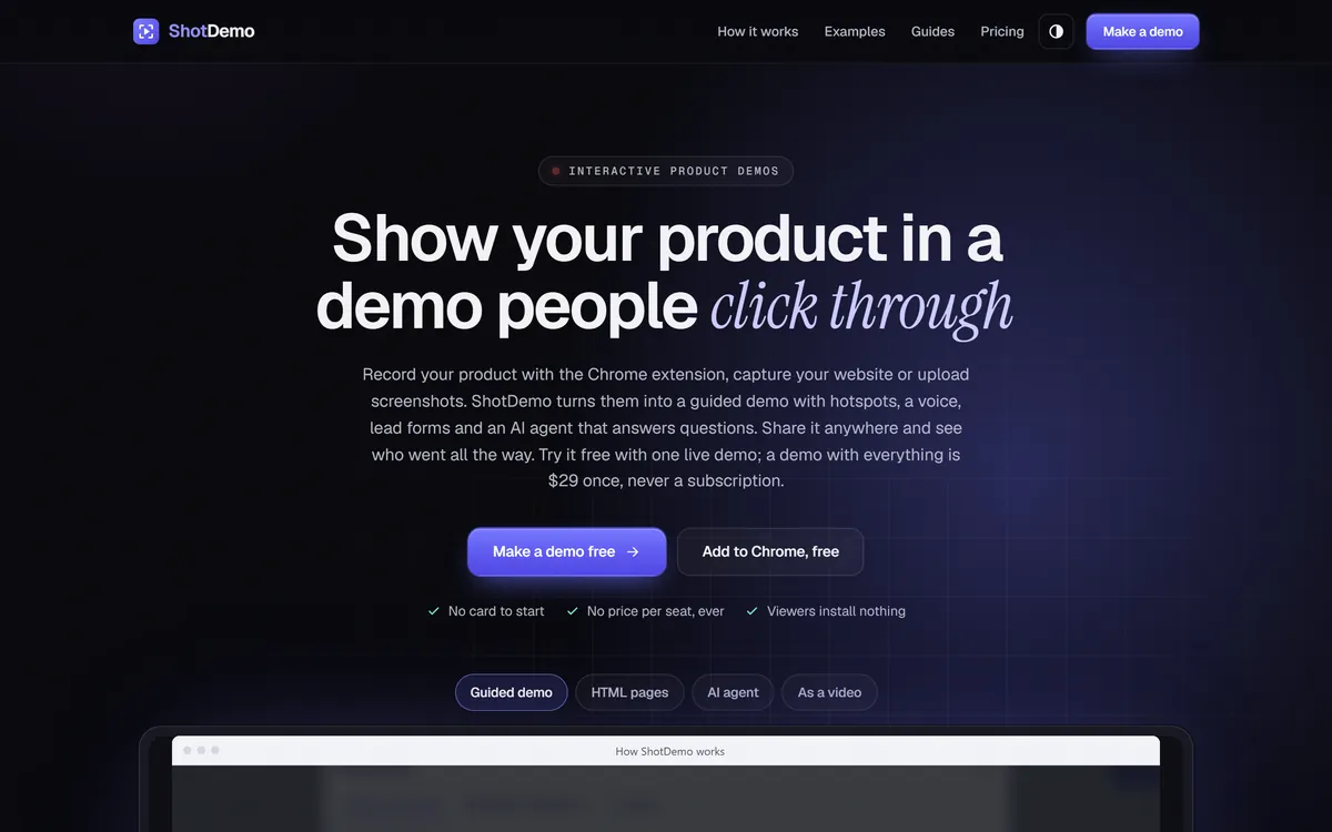 The ShotDemo home page
